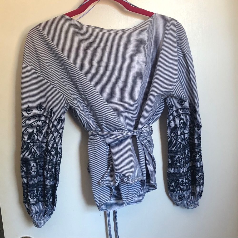 Zara Poplin Wrap Top - Picture 2 of 3